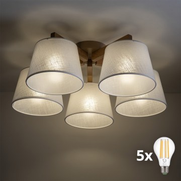 BRILAGI - LED prie lubų montuojama liustra LATTE SABIA 5xE27/15W/230V pušis/balta