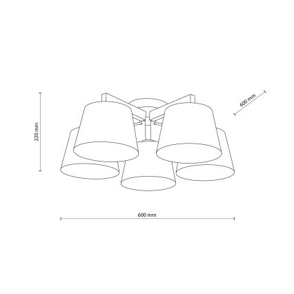 BRILAGI - LED prie lubų montuojama liustra LATTE SABIA 5xE27/15W/230V pušis/balta