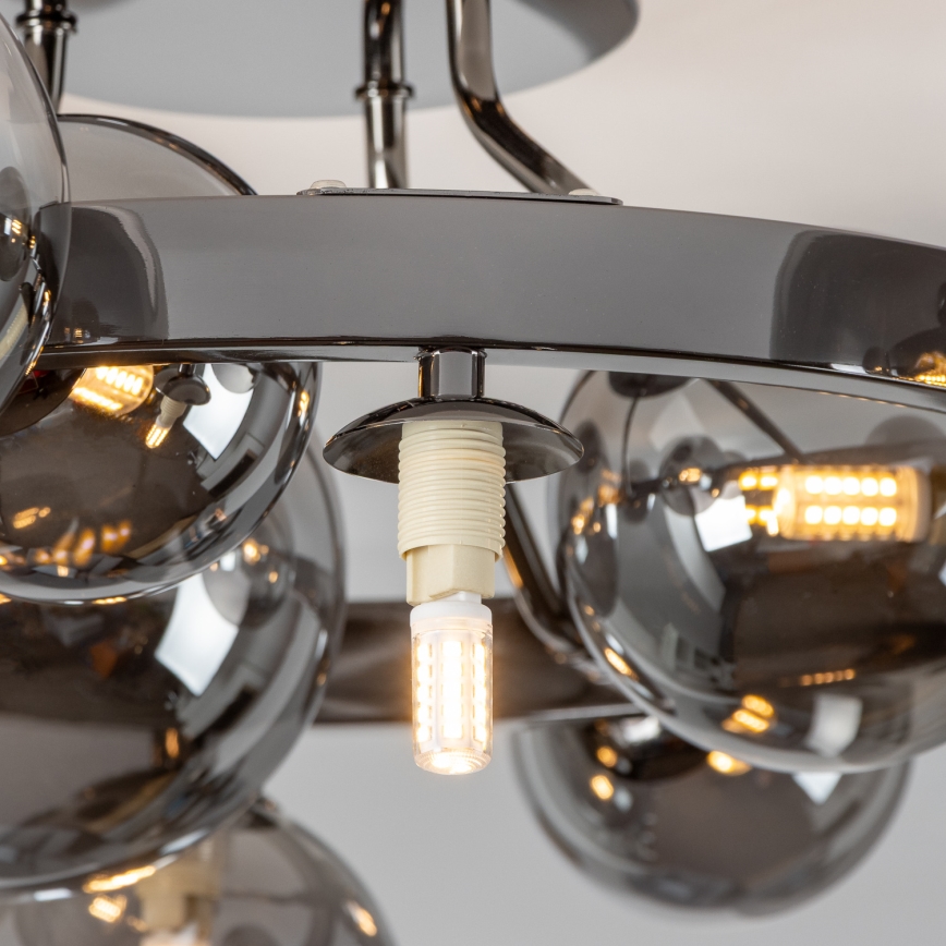 Brilagi - LED prie lubų montuojama liustra MILLA 10xG9/3W/230V juodas chromas/dūminė