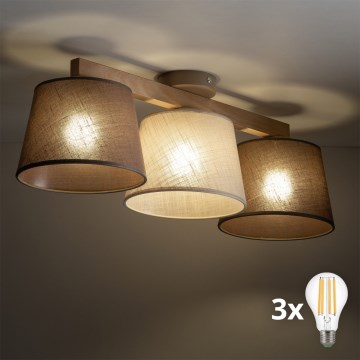 BRILAGI - LED prie lubų montuojamas liustras LATTE SABIA 3xE27/15W/230V pušis/mix