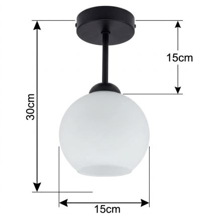 BRILAGI - LED Prie lubų montuojamas liustras RETRO GLASS 1xE27/60W/230V skers. 15 cm juoda/balta