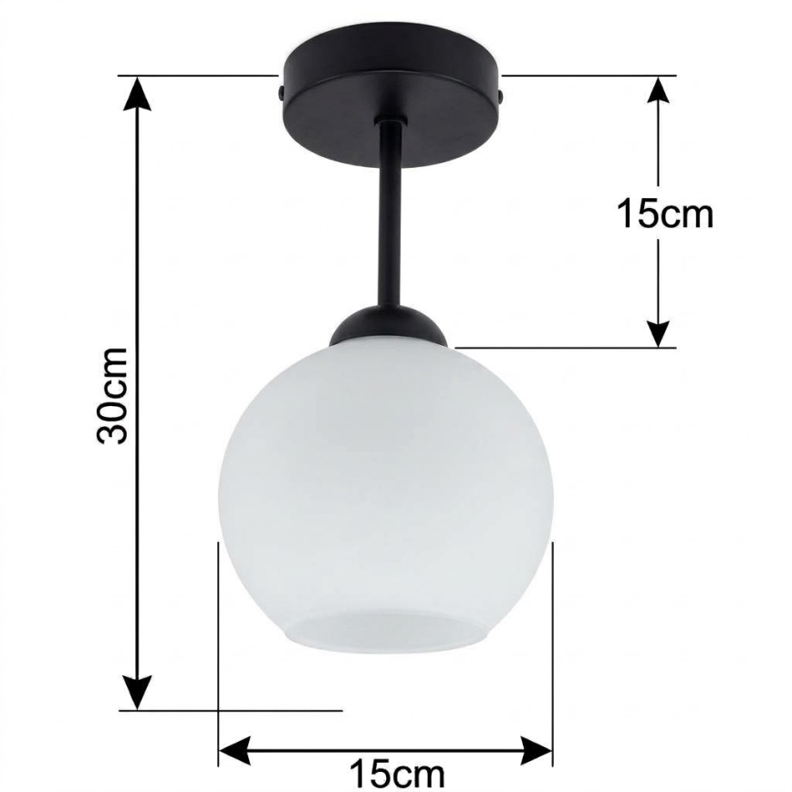 BRILAGI - LED Prie lubų montuojamas liustras RETRO GLASS 1xE27/60W/230V skers. 15 cm juoda/balta