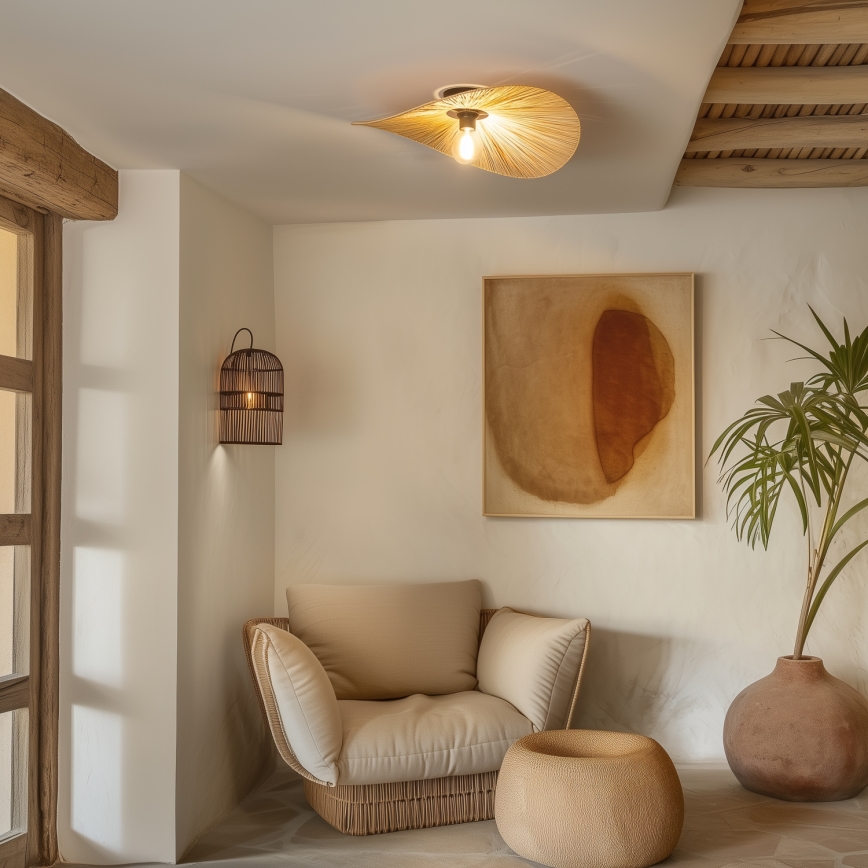 Brilagi - LED prie lubų montuojamas šviestuvas CERIA BOHO 1xE27/40W/230V skersmuo 60 cm rafija