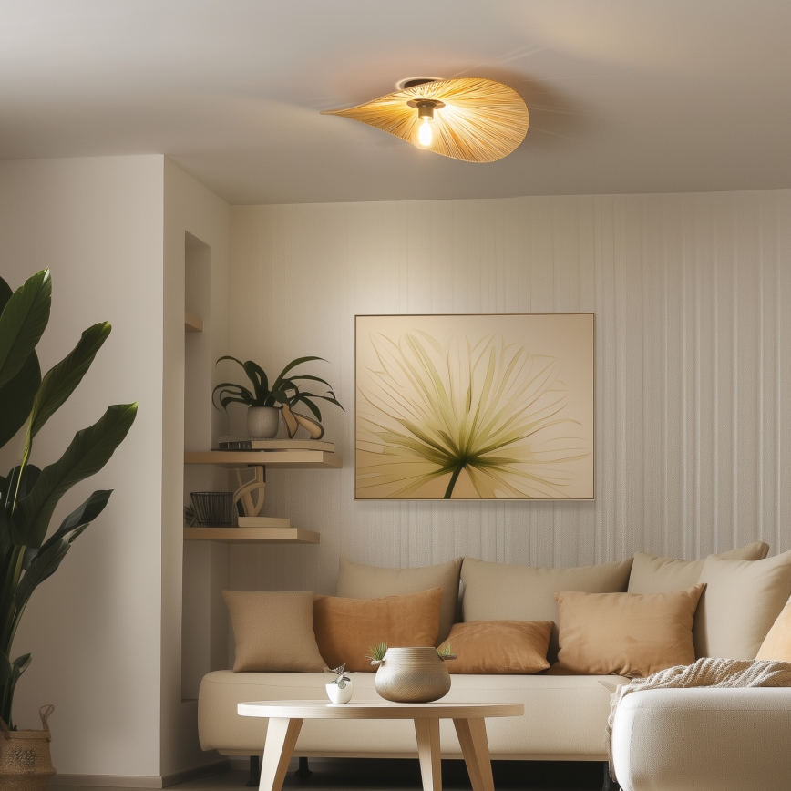 Brilagi - LED prie lubų montuojamas šviestuvas CERIA BOHO 1xE27/40W/230V skersmuo 60 cm rafija