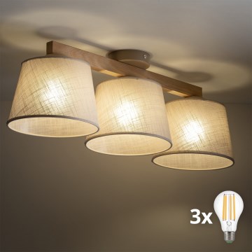 BRILAGI - LED prie lubų montuojamas šviestuvas LATTE SABIA 3xE27/15W/230V pušis/smėlinė