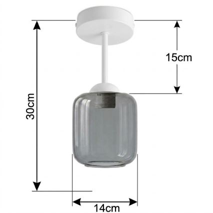 BRILAGI - LED Prie lubų montuojama liustra RETRO GLASS 1xE27/60W/230V Ø 14 cm balta/dūminė pilka