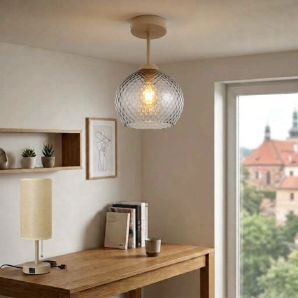 BRILAGI - LED Prigludęs lubinis šviestuvas RETRO GLASS 1xE27/60W/230V Ø 18 cm smėlinė/dūminė pilka