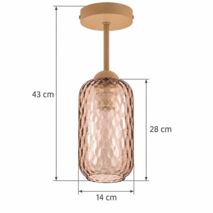 BRILAGI - LED lubinis šviestuvas RETRO GLASS 1xE27/60W/230V skersmuo 14 cm smėlinė/dūminė ruda