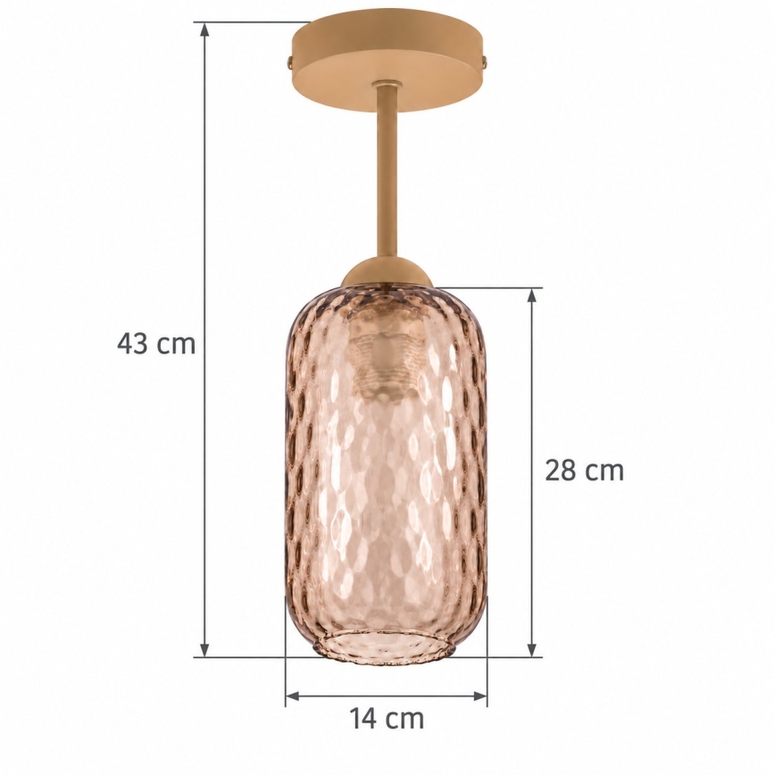 BRILAGI - LED lubinis šviestuvas RETRO GLASS 1xE27/60W/230V skersmuo 14 cm smėlinė/dūminė ruda