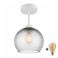 BRILAGI - LED prie lubų montuojamas šviestuvas RETRO GLASS 1xE27/60W/230V pr. 18 cm balta/dūminė pilka