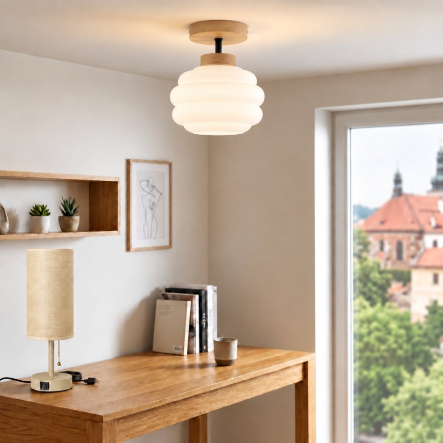 BRILAGI - LED prie lubų montuojamas šviestuvas RETRO GLASS 1xE27/60W/230V skersmuo 20 cm ąžuolas/balta