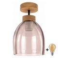 BRILAGI - LED prie lubų montuojamas šviestuvas RETRO GLASS 1xE27/60W/230V Ø 17 cm ąžuolas/dūminė smėlinė