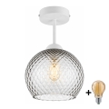 BRILAGI - LED Prie lubų prigludusi liustra RETRO GLASS 1xE27/60W/230V Ø 25 cm balta/dūminė pilka