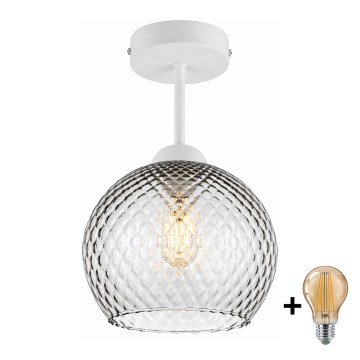 BRILAGI - LED Prie lubų prigludusi liustra RETRO GLASS 1xE27/60W/230V Ø 25 cm balta/dūminė pilka