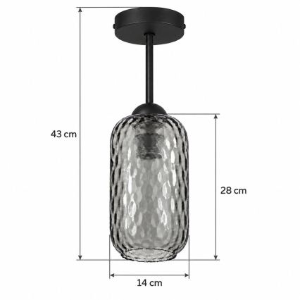 BRILAGI - LED Paviršinė liustra RETRO GLASS 1xE27/60W/230V skersmuo 14 cm juoda/dūminė pilka