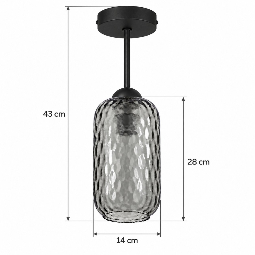 BRILAGI - LED Paviršinė liustra RETRO GLASS 1xE27/60W/230V skersmuo 14 cm juoda/dūminė pilka