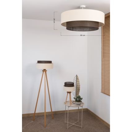Brilagi - LED priglaustas lubų šviestuvas BOHO STYLE 3xE27/15W/230V skersmuo 80 cm kreminė/ruda