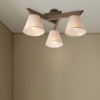 Brilagi - LED  Prie lubų tvirtinamas šviestuvas ANTHONY 3xE14/40W/230V ąžuolas riešutas/smėlinė