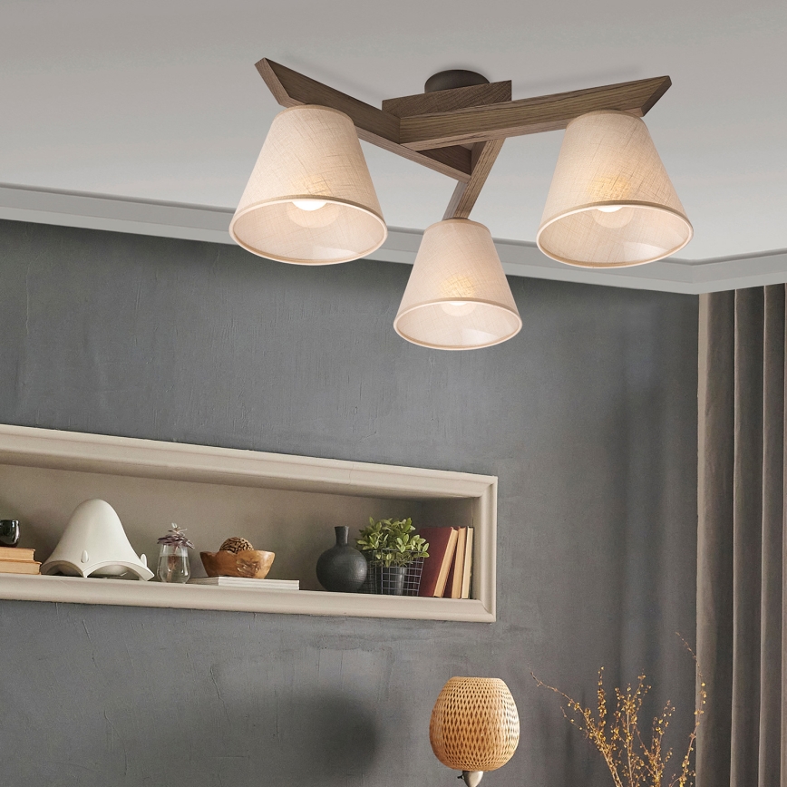 Brilagi - LED  Prie lubų tvirtinamas šviestuvas ANTHONY 3xE14/40W/230V ąžuolas riešutas/smėlinė