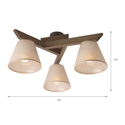 Brilagi - LED  Prie lubų tvirtinamas šviestuvas ANTHONY 3xE14/40W/230V ąžuolas riešutas/smėlinė
