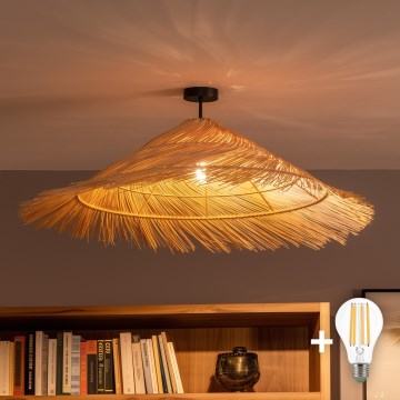 Brilagi - LED prigludęs lubinis šviestuvas CERIA BOHO 1xE27/60W/230V skersmuo 100 cm juoda/smėlinė