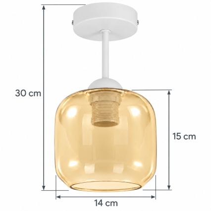 BRILAGI - LED paviršinis liustras RETRO GLASS 1xE27/60W/230V skers. 14 cm balta/dūminė smėlinė