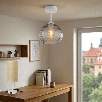 BRILAGI - LED Prie lubų prigludusi liustra RETRO GLASS 1xE27/60W/230V Ø 25 cm balta/dūminė pilka