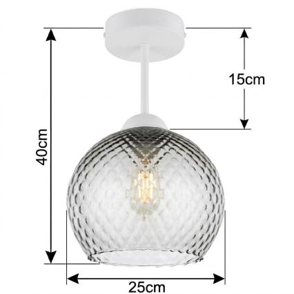 BRILAGI - LED Prie lubų prigludusi liustra RETRO GLASS 1xE27/60W/230V Ø 25 cm balta/dūminė pilka
