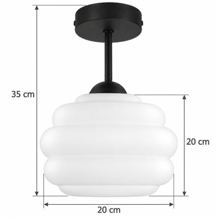 BRILAGI - LED prigludęs lubinis šviestuvas RETRO GLASS 1xE27/60W/230V skersmuo 20 cm juoda/balta
