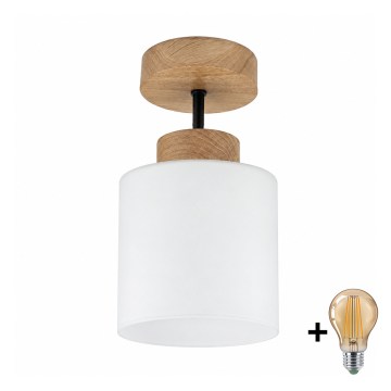 BRILAGI - LED prigludęs lubinis šviestuvas RETRO GLASS 1xE27/60W/230V Ø 10 cm ąžuolas/balta