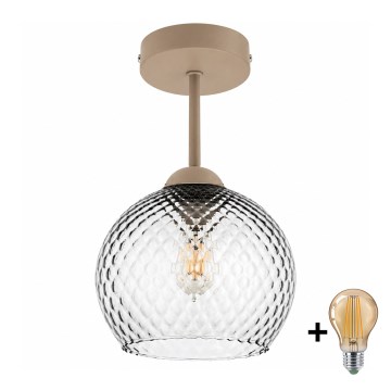 BRILAGI - LED Prigludęs lubinis šviestuvas RETRO GLASS 1xE27/60W/230V Ø 18 cm smėlinė/dūminė pilka