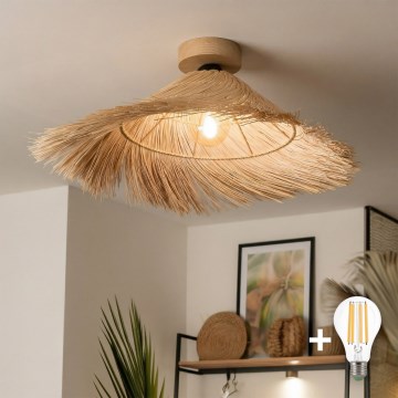 Brilagi - LED prigludęs lubų šviestuvas CERIA BOHO 1xE27/40W/230V Ø 100 cm rotangas/ąžuolas