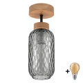 BRILAGI - LED prigludęs prie lubų šviestuvas RETRO GLASS 1xE27/60W/230V skersmuo 14 cm ąžuolas/dūminė pilka