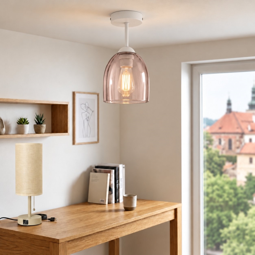 BRILAGI - LED Prie lubų montuojamas šviestuvas RETRO GLASS 1xE27/60W/230V skersmuo 17 cm balta/dūminė smėlinė