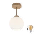BRILAGI - LED prigludęs šviestuvas RETRO GLASS 1xE27/60W/230V Ø 15 cm smėlinė/balta