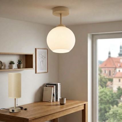 BRILAGI - LED prigludęs šviestuvas RETRO GLASS 1xE27/60W/230V Ø 15 cm smėlinė/balta