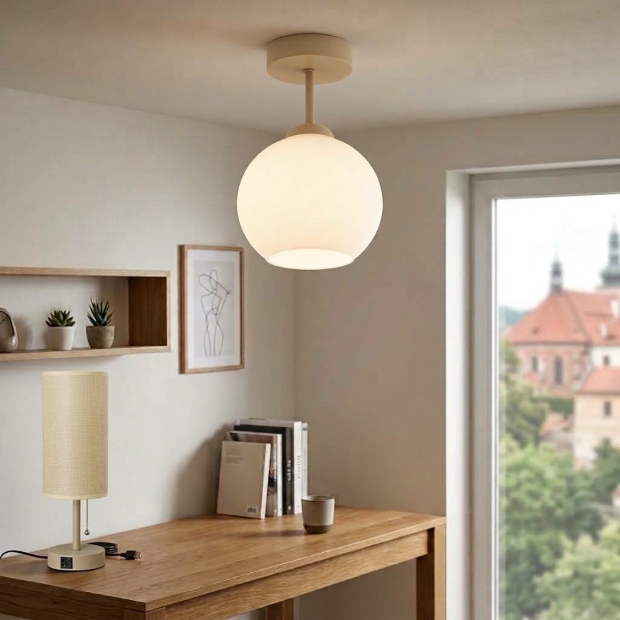 BRILAGI - LED prigludęs šviestuvas RETRO GLASS 1xE27/60W/230V Ø 15 cm smėlinė/balta