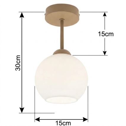 BRILAGI - LED prigludęs šviestuvas RETRO GLASS 1xE27/60W/230V Ø 15 cm smėlinė/balta