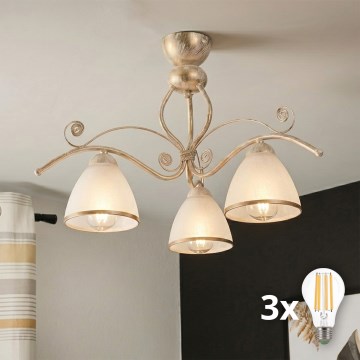 Brilagi - LED prigludusi liustra ANTICO 3xE27/60W/230V balta patina