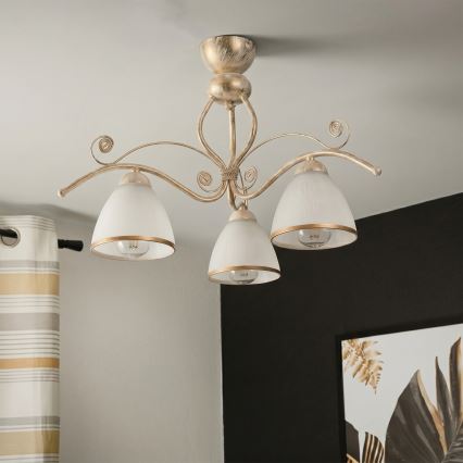 Brilagi - LED prigludusi liustra ANTICO 3xE27/60W/230V balta patina