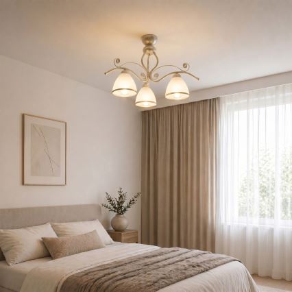 Brilagi - LED prigludusi liustra ANTICO 3xE27/60W/230V balta patina