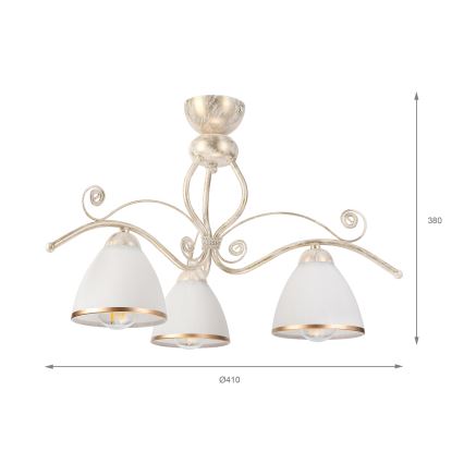 Brilagi - LED prigludusi liustra ANTICO 3xE27/60W/230V balta patina