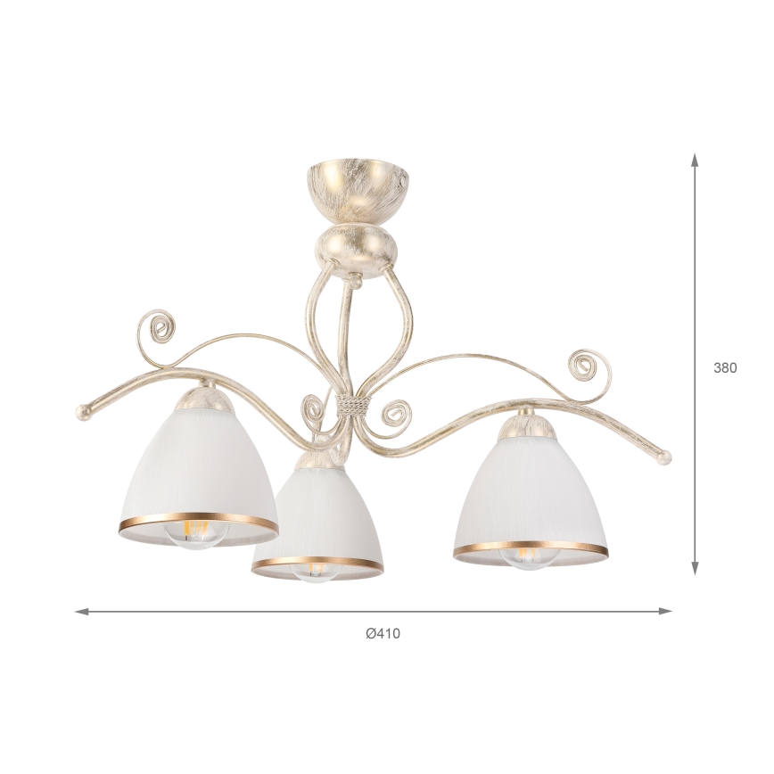 Brilagi - LED prigludusi liustra ANTICO 3xE27/60W/230V balta patina