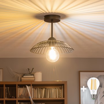 Brilagi - LED prigludusi liustra CERIA WIRE 1xE27/60W/230V skersmuo 26 cm juoda