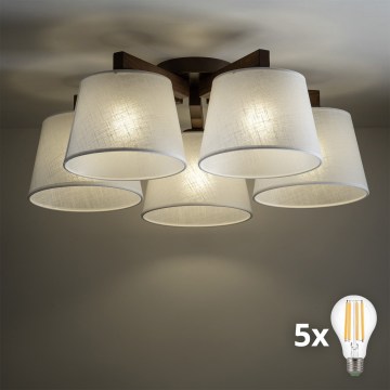 BRILAGI - LED prigludusi liustra LATTE 5xE27/15W/230V pušis/balta