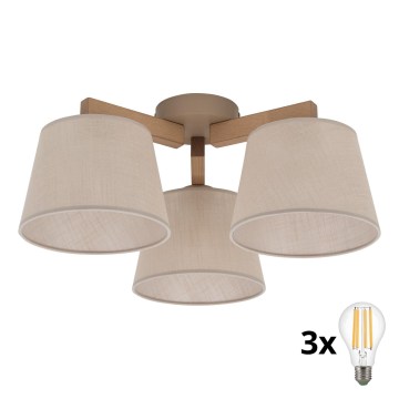 BRILAGI - LED Prigludusi liustra LATTE SABIA 3xE27/15W/230V pušis/smėlinė