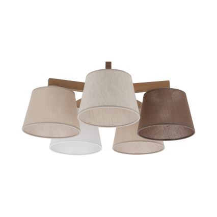 BRILAGI - LED prigludusi liustra LATTE SABIA 5xE27/15W/230V pušis/mišinys