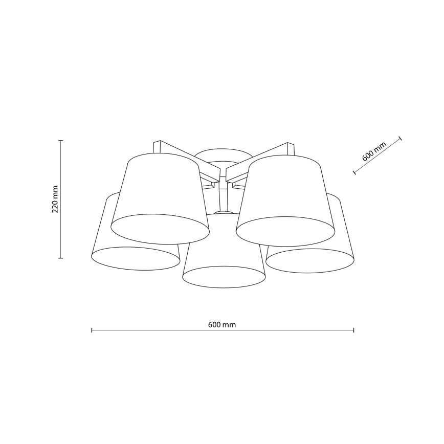 BRILAGI - LED prigludusi liustra LATTE SABIA 5xE27/15W/230V pušis/mišinys