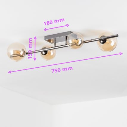 Brilagi - LED prigludusi liustra MILLA 4xG9/3W/230V, juodo chromo ir auksinės apdailos