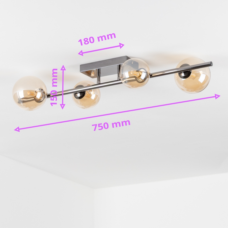Brilagi - LED prigludusi liustra MILLA 4xG9/3W/230V, juodo chromo ir auksinės apdailos